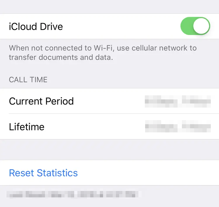 Resetting data usage on iPhone