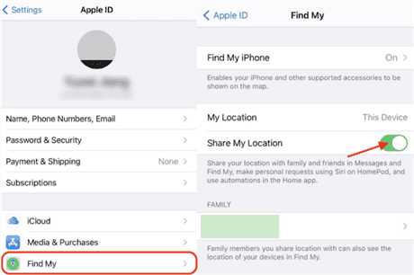 Disable share my location