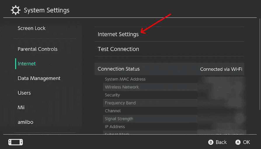 Go to internet setting