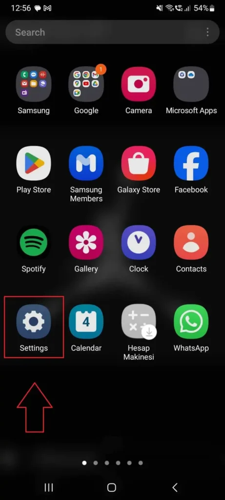 Setting app on samsung